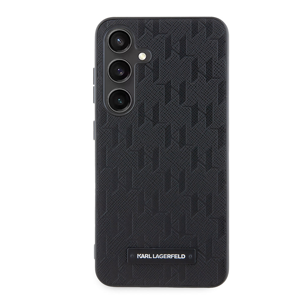 Case for Samsung Galaxy S24 S921, Karl Lagerfeld, Saffiano Mono Metal Logo, Black