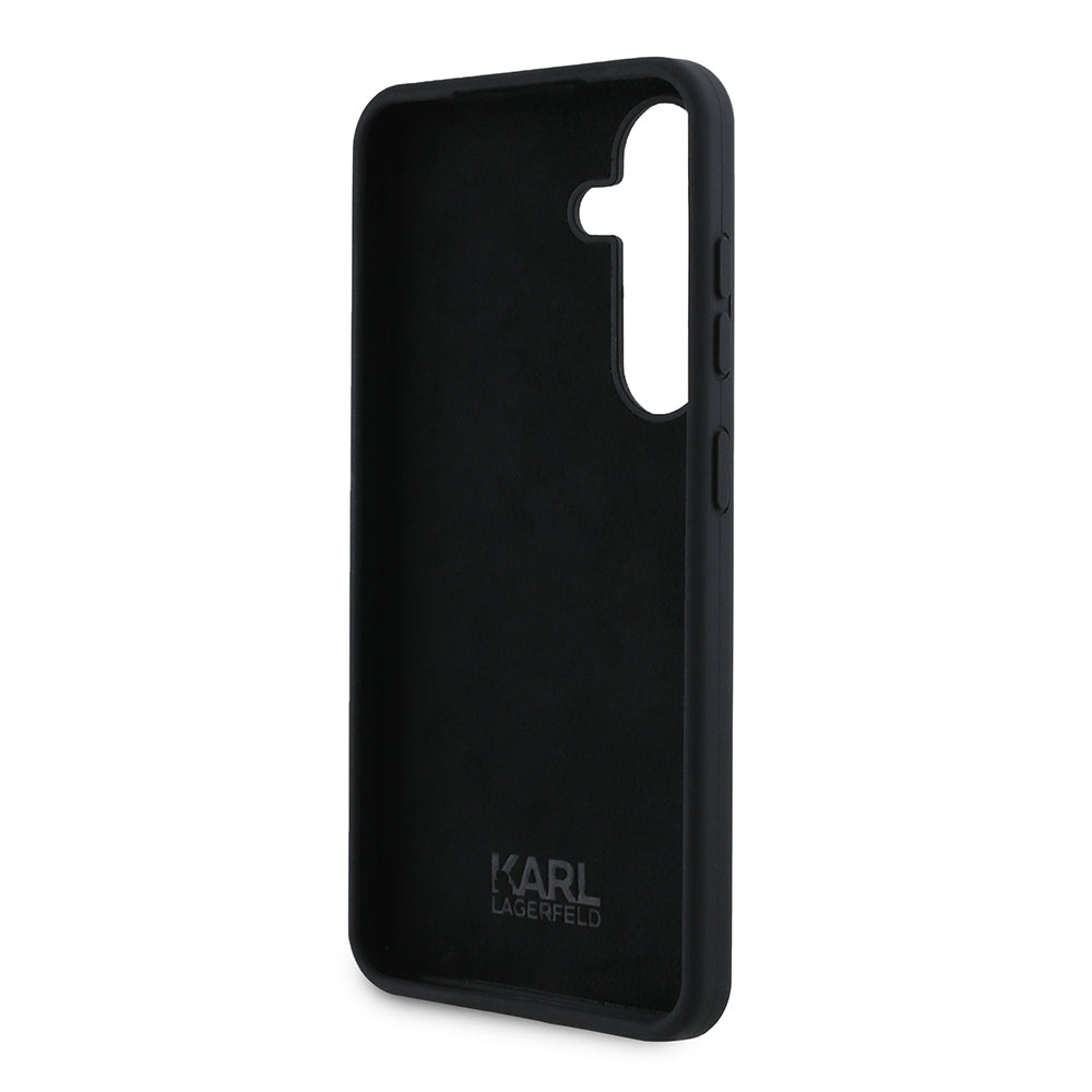 Case for Samsung Galaxy S24 S921, Karl Lagerfeld, Silicone Ikonik Karl Metal, Black