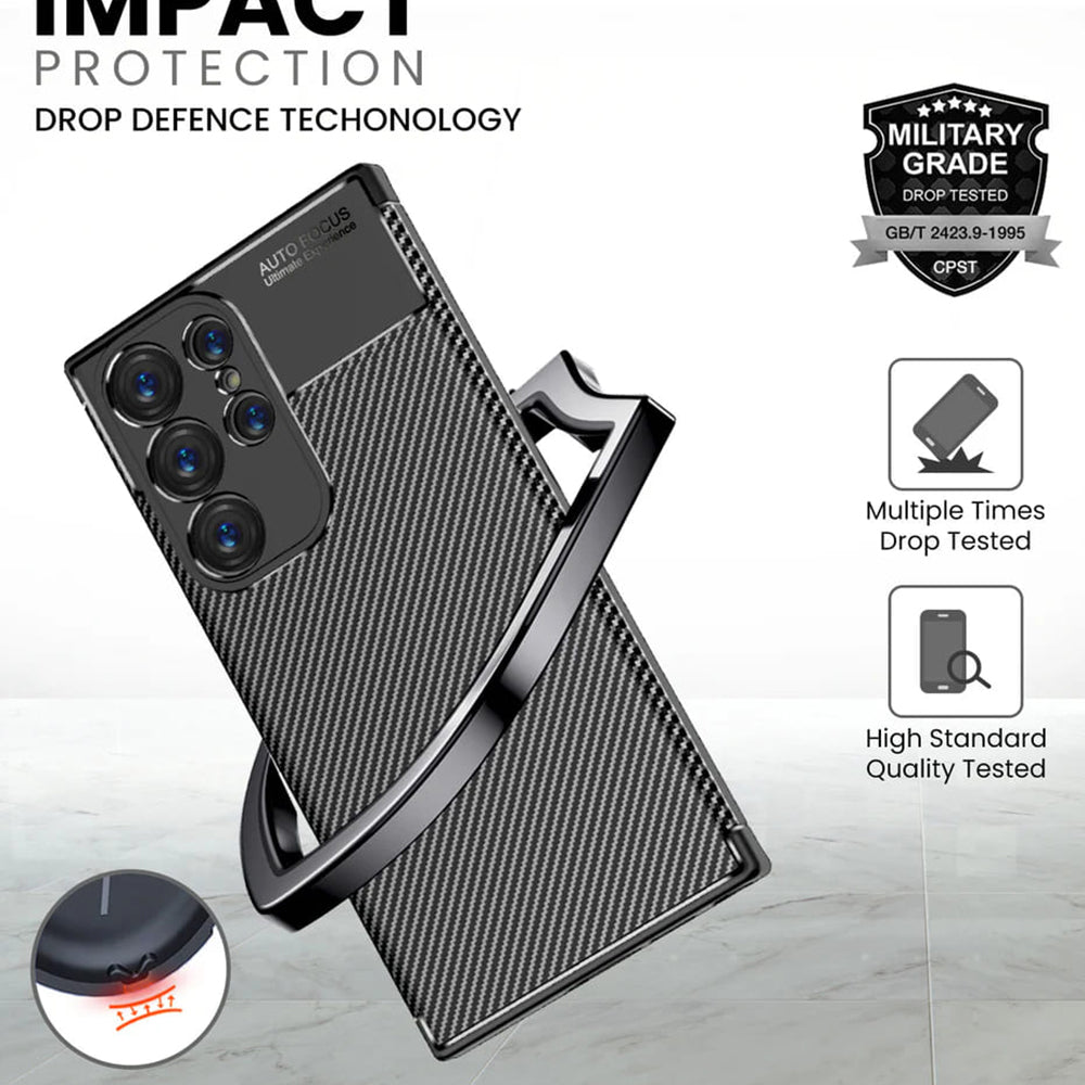 Case for Samsung Galaxy S24 Ultra S928, Techsuit, CarbonFiber, Black