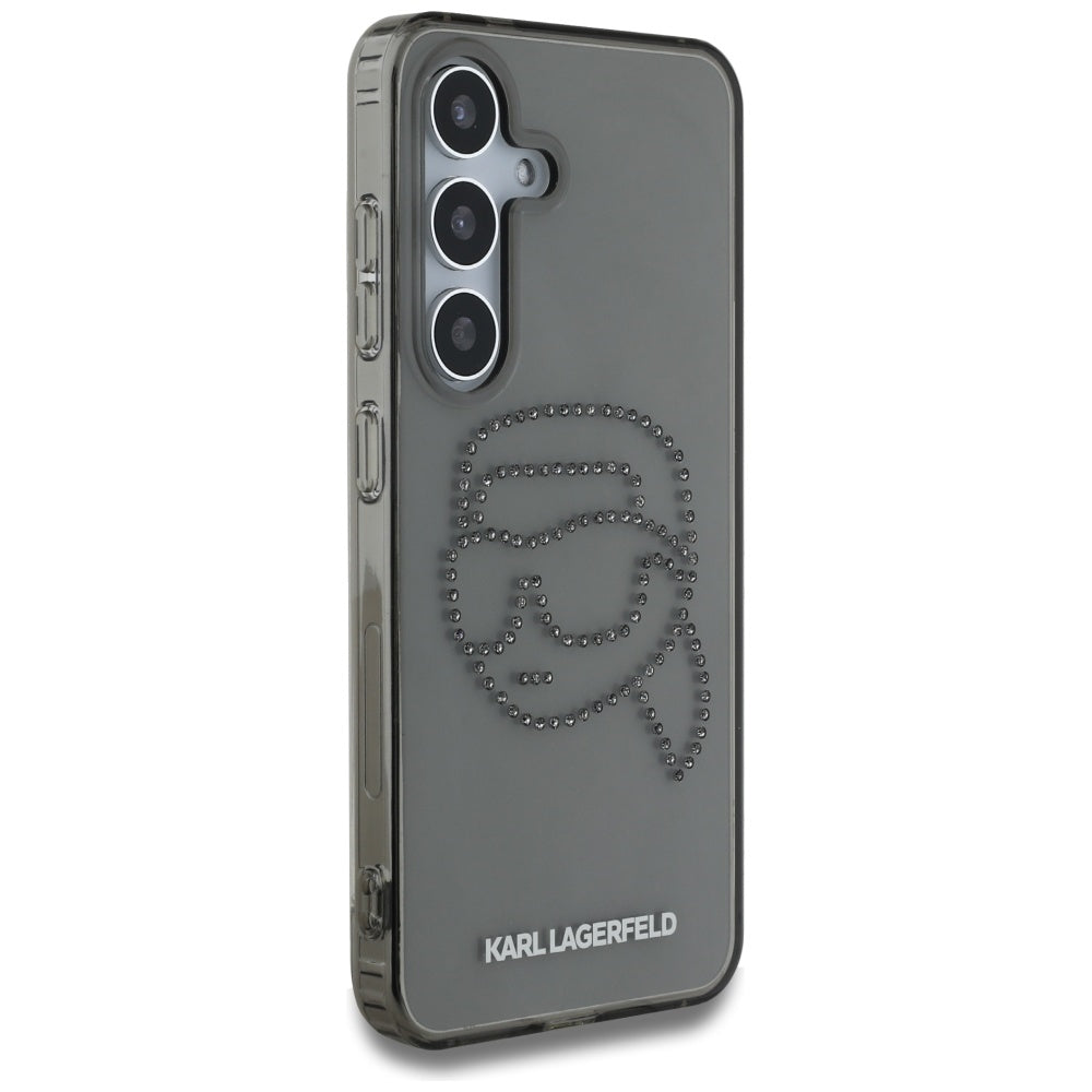Case for Samsung Galaxy S25 S931, Karl Lagerfeld, IML Rhinestones Karl's Head, Black