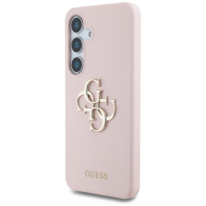 Case for Samsung Galaxy S25 Ultra S938, Guess, 4G Grained Big and Classic Logo, Pink