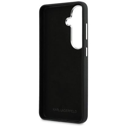 Case for Samsung Galaxy S26 Plus S947, Karl Lagerfeld, Saffiano Karl & Choupette's Head Pin, Black