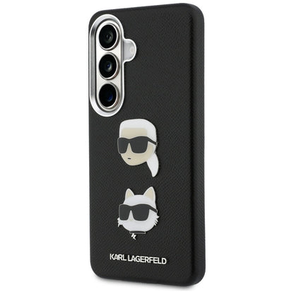 Case for Samsung Galaxy S26 Plus S947, Karl Lagerfeld, Saffiano Karl & Choupette's Head Pin, Black