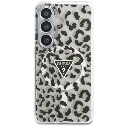 MagSafe Case for Samsung Galaxy S26 S942, Guess, IML Leopard Pattern, Black