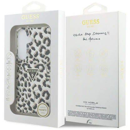 MagSafe Case for Samsung Galaxy S26 S942, Guess, IML Leopard Pattern, Black