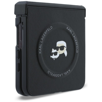 Case for Samsung Galaxy Z Flip8 F776, Karl Lagerfeld, Karl & Choupette Head Pin, Black
