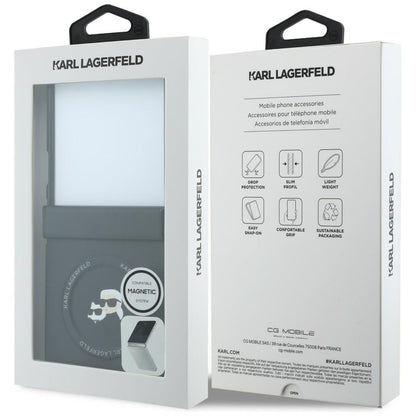Case for Samsung Galaxy Z Flip8 F776, Karl Lagerfeld, Karl & Choupette Head Pin, Black