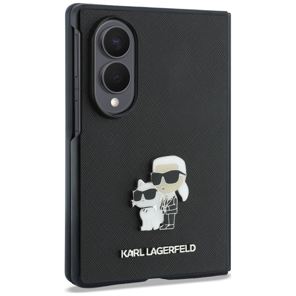 Case for Samsung Galaxy Z Fold8 F971, Karl Lagerfeld, Saffiano Karl & Choupette Metal Pin, Black