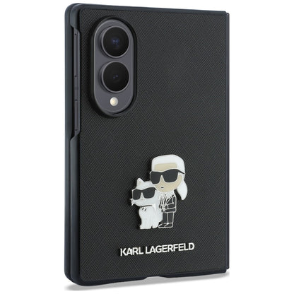 Case for Samsung Galaxy Z Fold8 F971, Karl Lagerfeld, Saffiano Karl & Choupette Metal Pin, Black