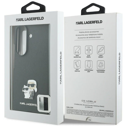 Case for Samsung Galaxy Z Fold8 Ultra F976, Karl Lagerfeld, Saffiano Karl & Choupette Metal Pin, Black