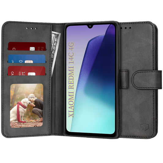 Case for Xiaomi Poco C75 / Redmi 14C, Techsuit, Diary Book, Black