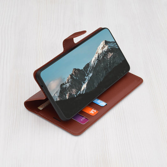 Case for Xiaomi Poco C75 / Redmi 14C, Techsuit, Leather Folio, Brown