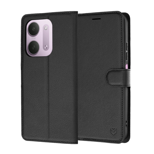 Case for Xiaomi Redmi 17C 5G, Techsuit, Leather Folio, Black