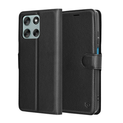 Case for Motorola Moto G56, Techsuit, Leather Folio, Black