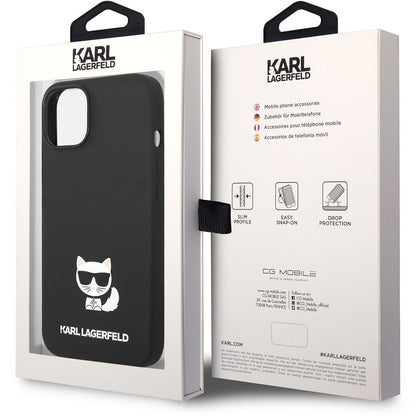 Case for Apple iPhone 14 Plus, Karl Lagerfeld, Silicone Body Choupette, Black