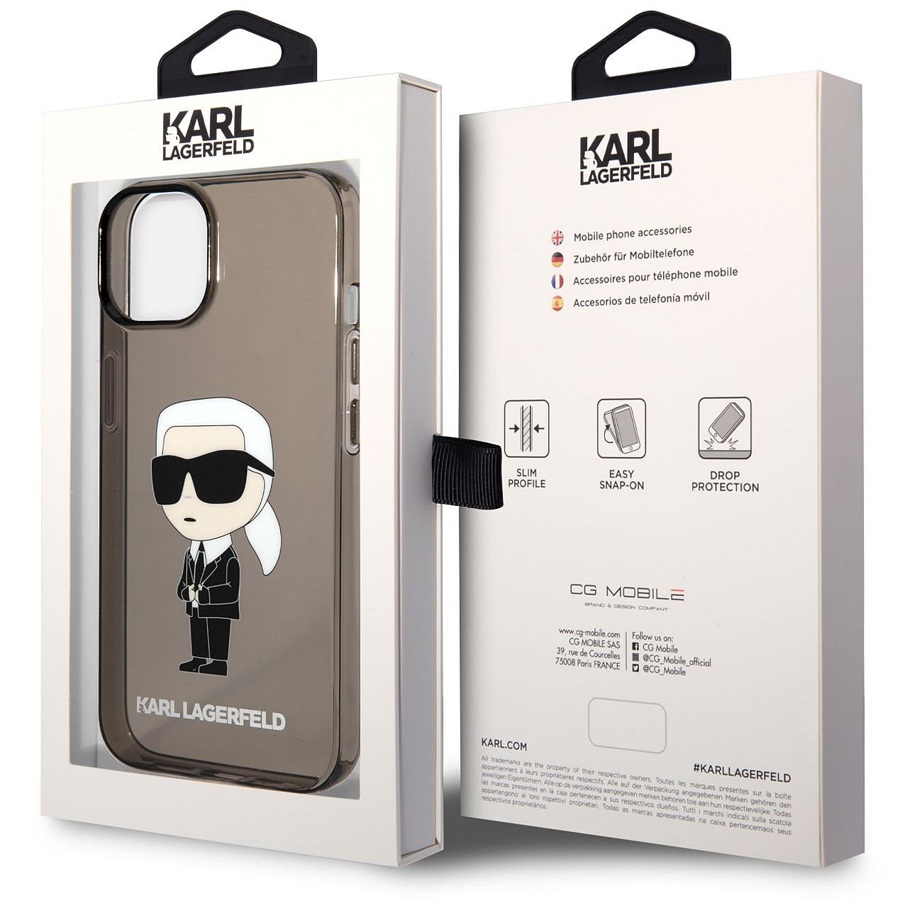 Case for Apple iPhone 14 Plus, Karl Lagerfeld, IML Ikonik NFT, Black Transparent