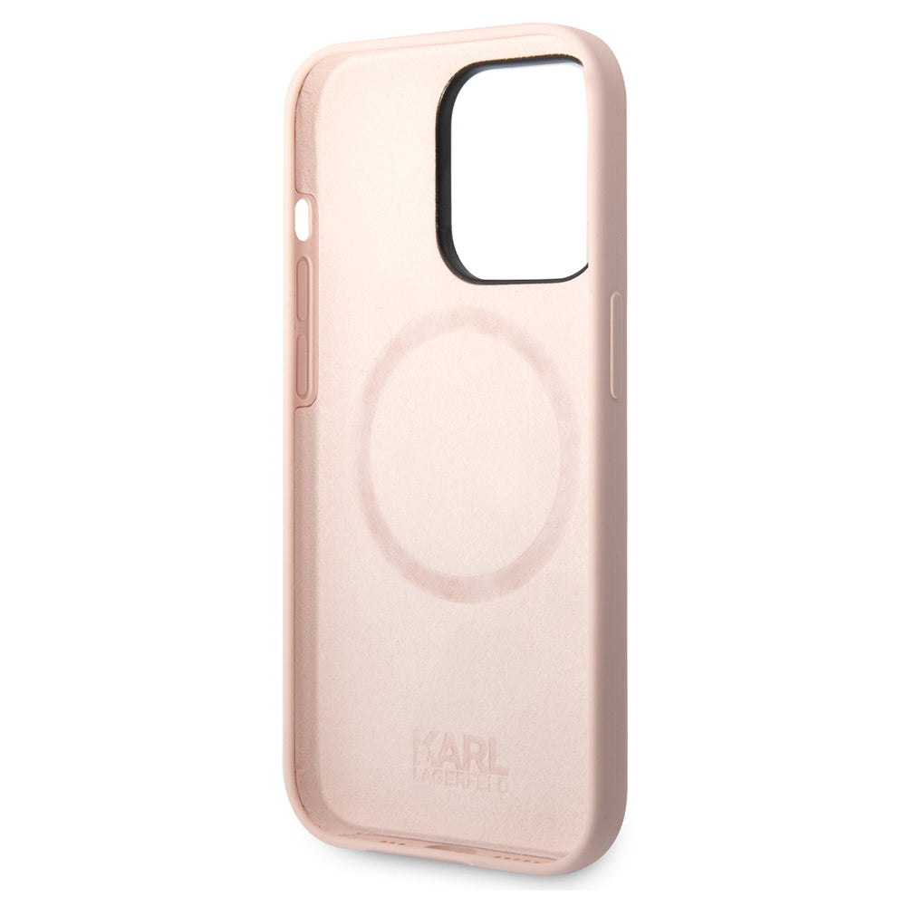 MagSafe Case for Apple iPhone 14 Pro, Karl Lagerfeld, Silicone Karl Head, Pink