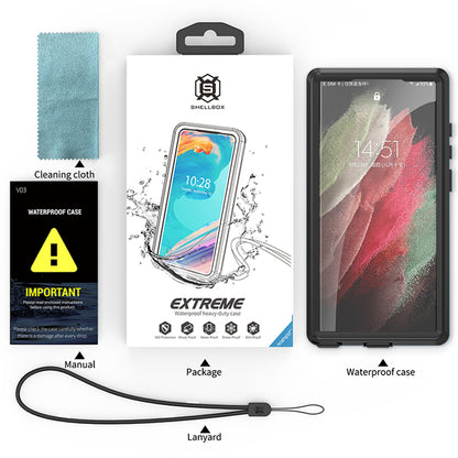 Waterproof Case for Samsung Galaxy S23 Ultra S918, ShellBox, Black