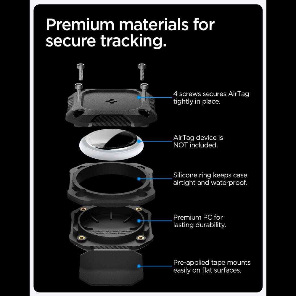 Spigen Tough Armor Waterproof Case for Apple AirTag, Black ACS09781