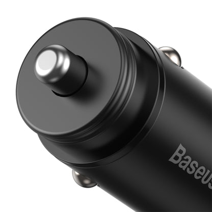 Incarcator Auto Baseus Circular Metal, 30W, 5A, 1 x USB-A - 1 x USB-C, Negru