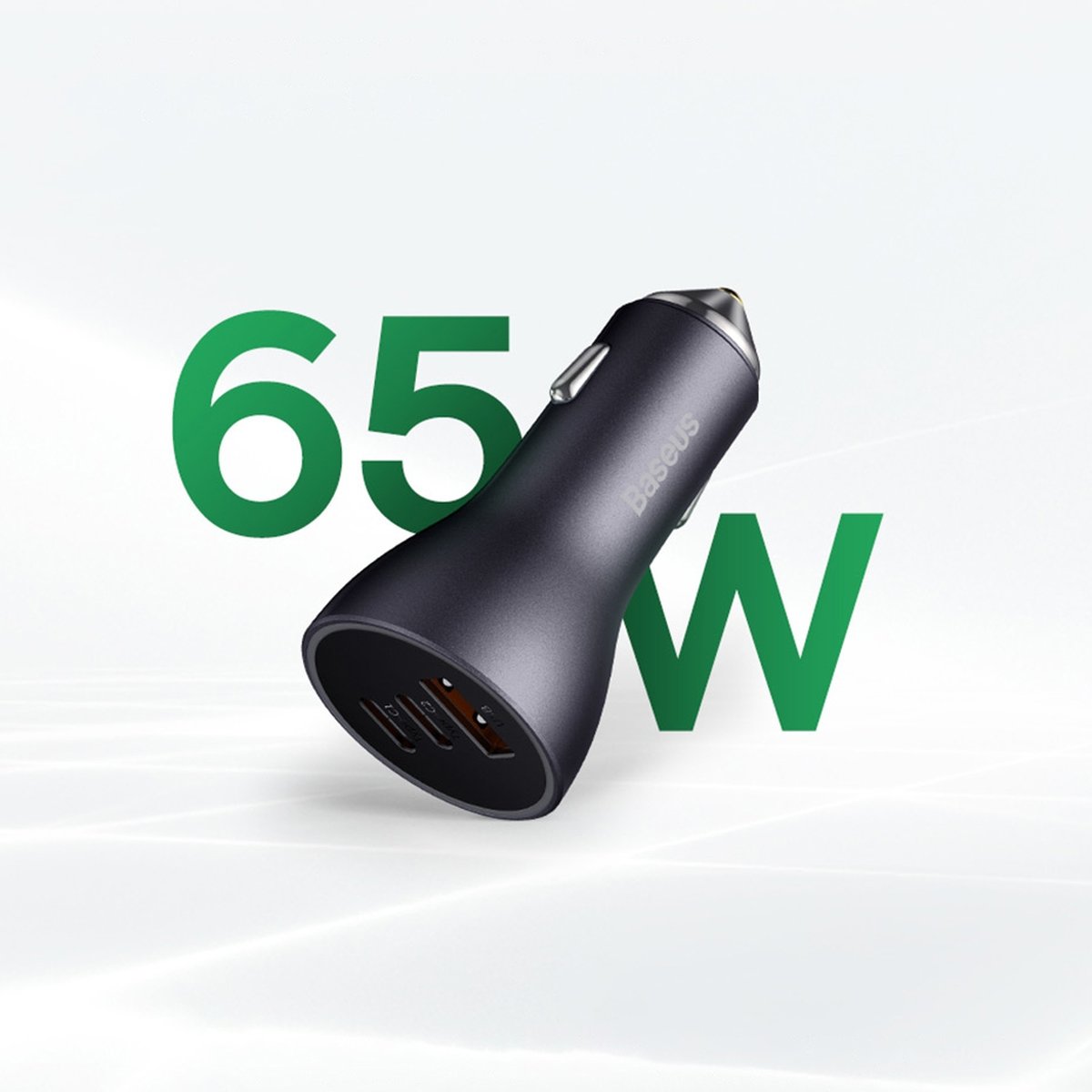 Car Charger Baseus Golden Contactor Pro, 65W, 3A, 1 x USB-A - 2 x USB-C, Blue CGJP010003 