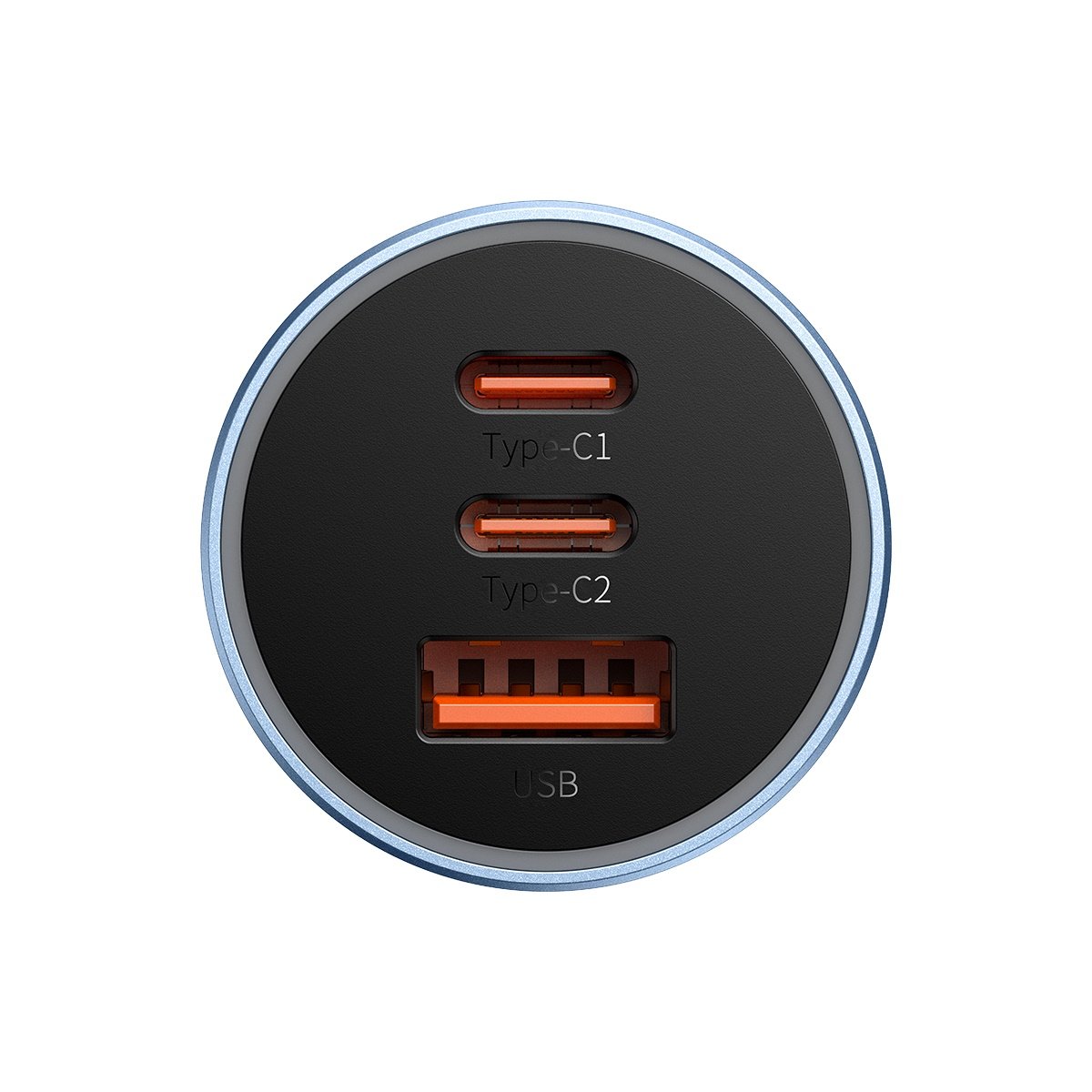 Car Charger Baseus Golden Contactor Pro, 65W, 3A, 1 x USB-A - 2 x USB-C, Blue CGJP010003 