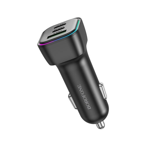 Borofone BZ28C Trophie Car Charger, 60W, 3A, 1 x USB-A, 2 x USB-C, Black