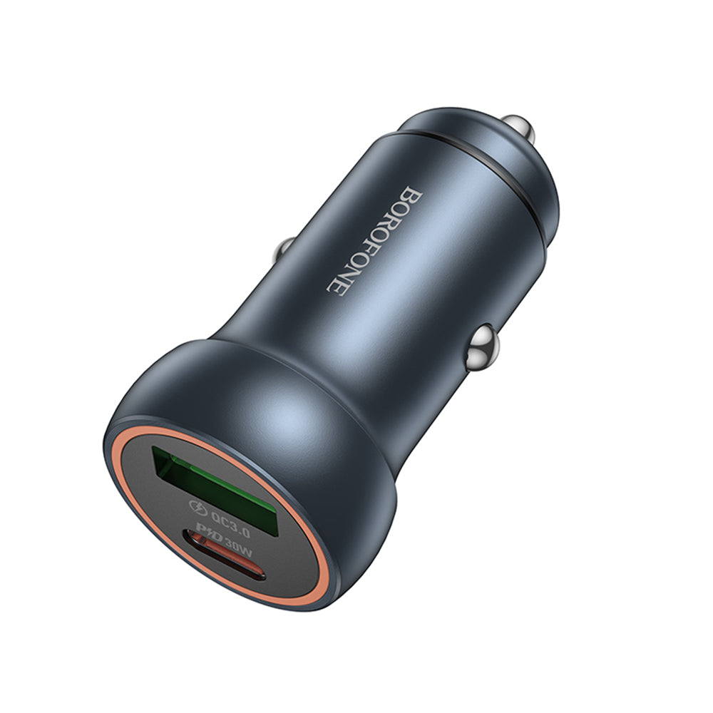 Borofone BZ32A Fresh Car Charger, 30W, 3A, 1 x USB-A - 1 x USB-C, Grey