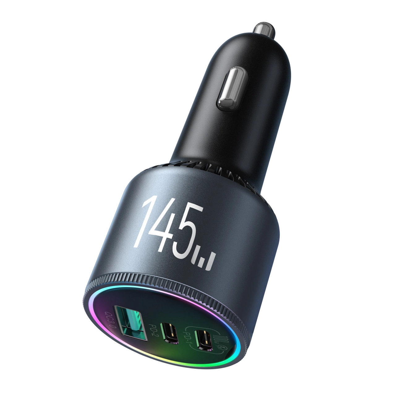 Joyroom JR-CCN07 Car Charger with USB-C Cable, 145W, 5A, 1 x USB-A - 2 x USB-C, Gray