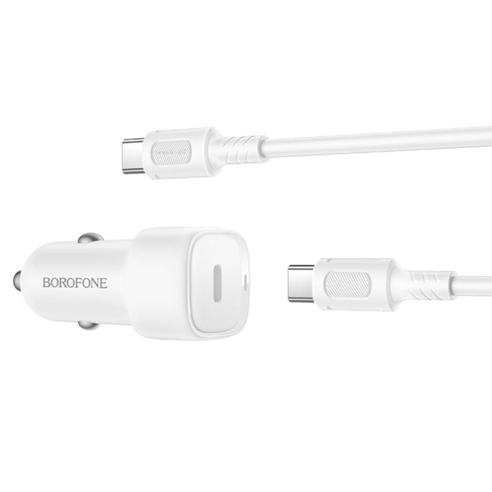 Car Charger with USB-C Cable Borofone BZ34A Cloud, 20W, 3A, 1 x USB-C, White
