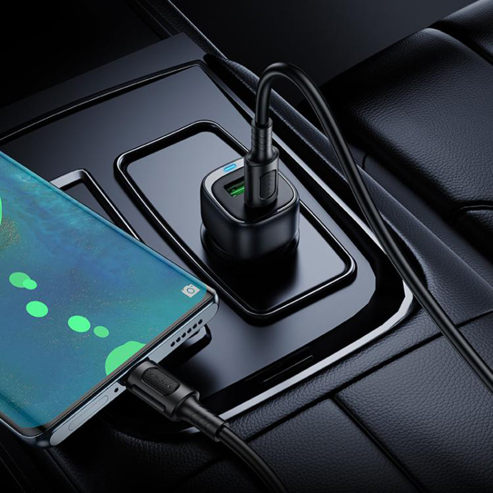 Car Charger with USB-C Cable Borofone BZ34B Cloud, 20W, 3A, 1 x USB-A - 1 x USB-C, Black