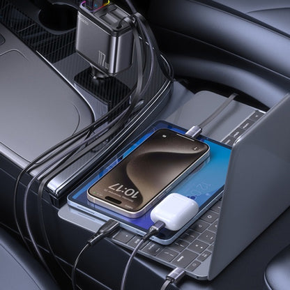 Car Charger with USB-C / Lightning Cable Yesido Y63 Display, 117W, 3A, 1 x USB-A - 1 x USB-C, Gray