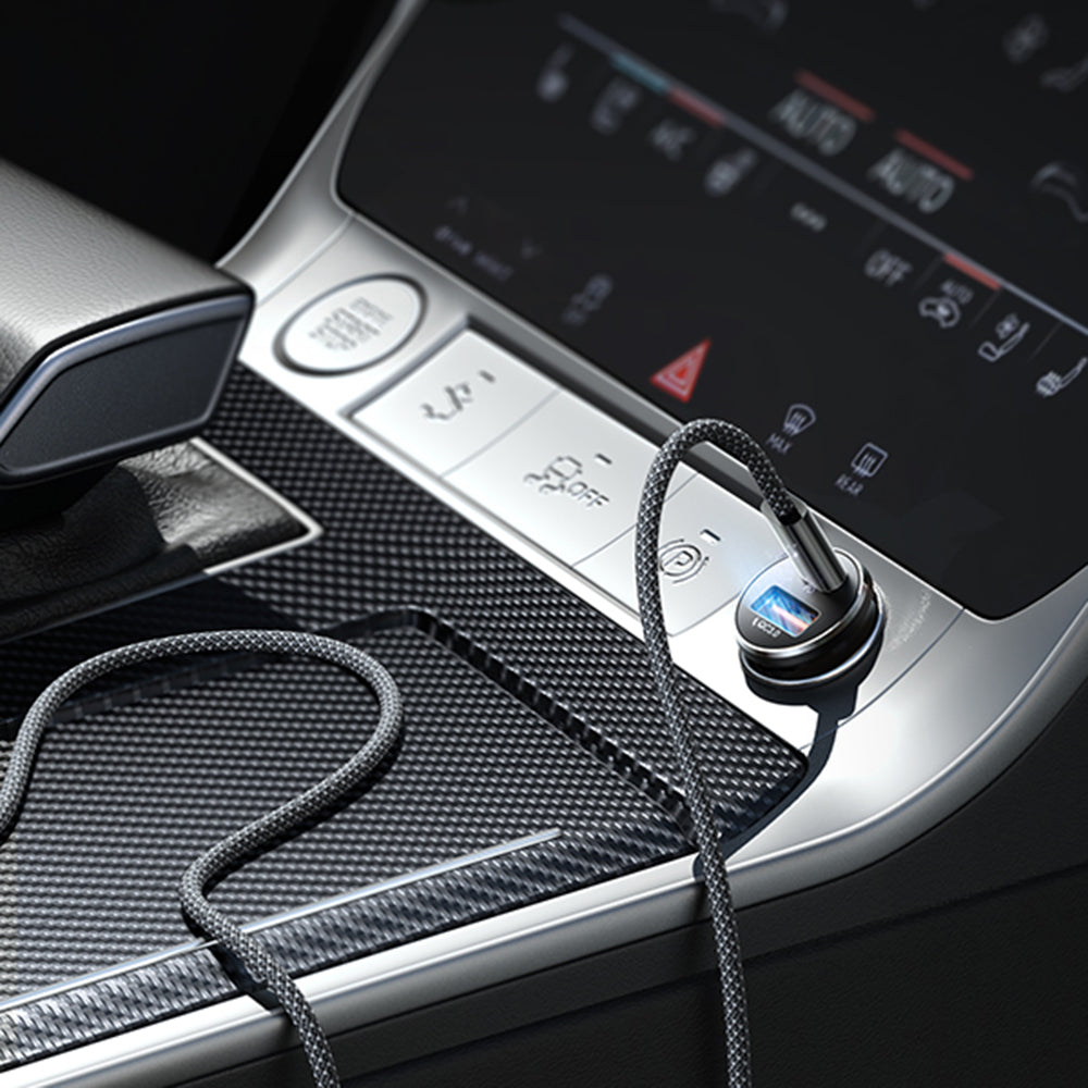 Lisen Car Charger with USB-C Cable, 83W, 3.25A, 1 x USB-A - 1 x USB-C, Silver YL0223110003