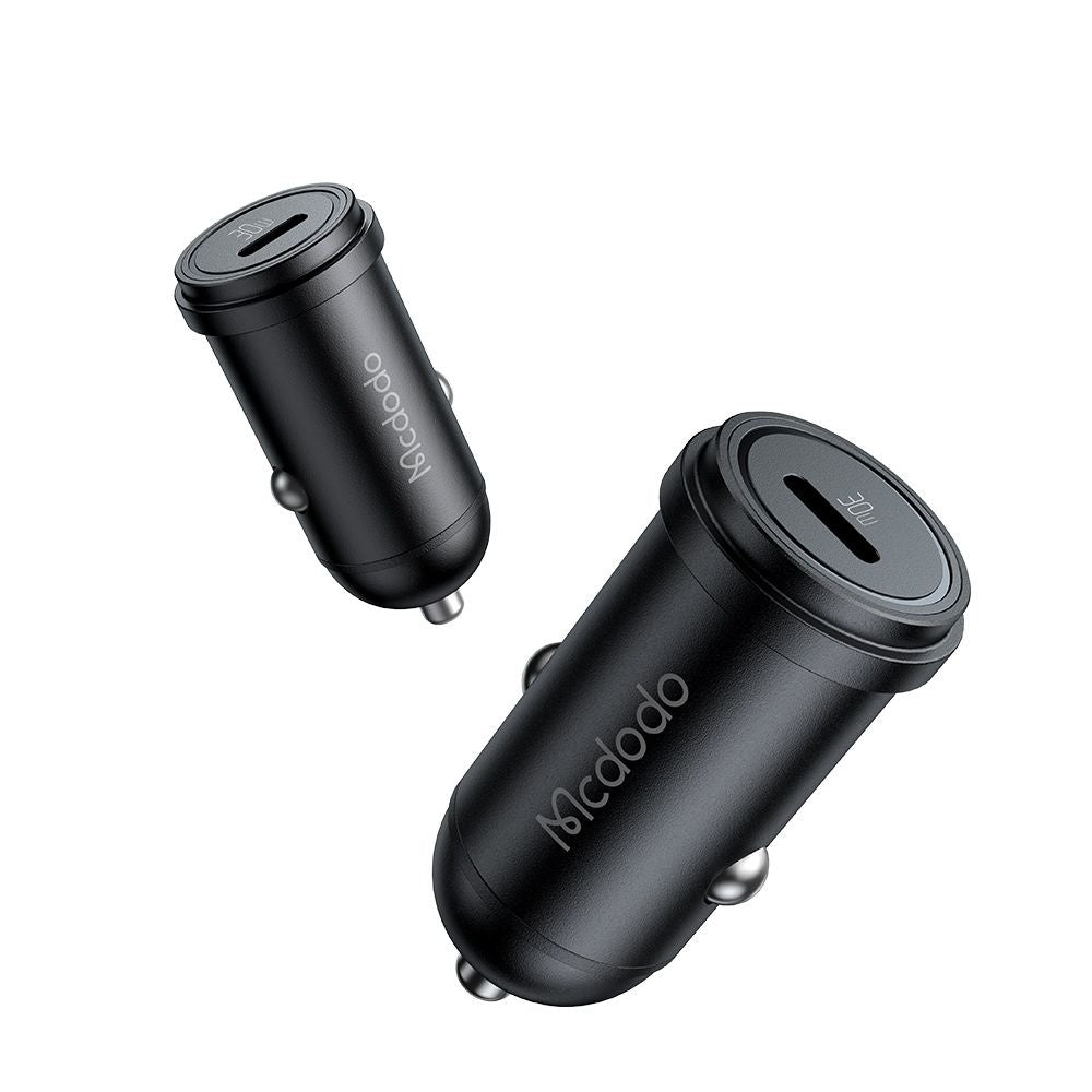 McDodo CC-7493 Obsidian Car Charger with USB-C Cable, 30W, 3A, 1 x USB-C, Black