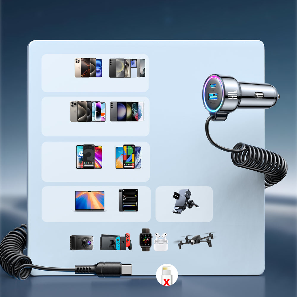 USB-C Joyroom JR-CL07 Car Charger, 72W, 3A, 1 x USB-A - 1 x USB-C, Black