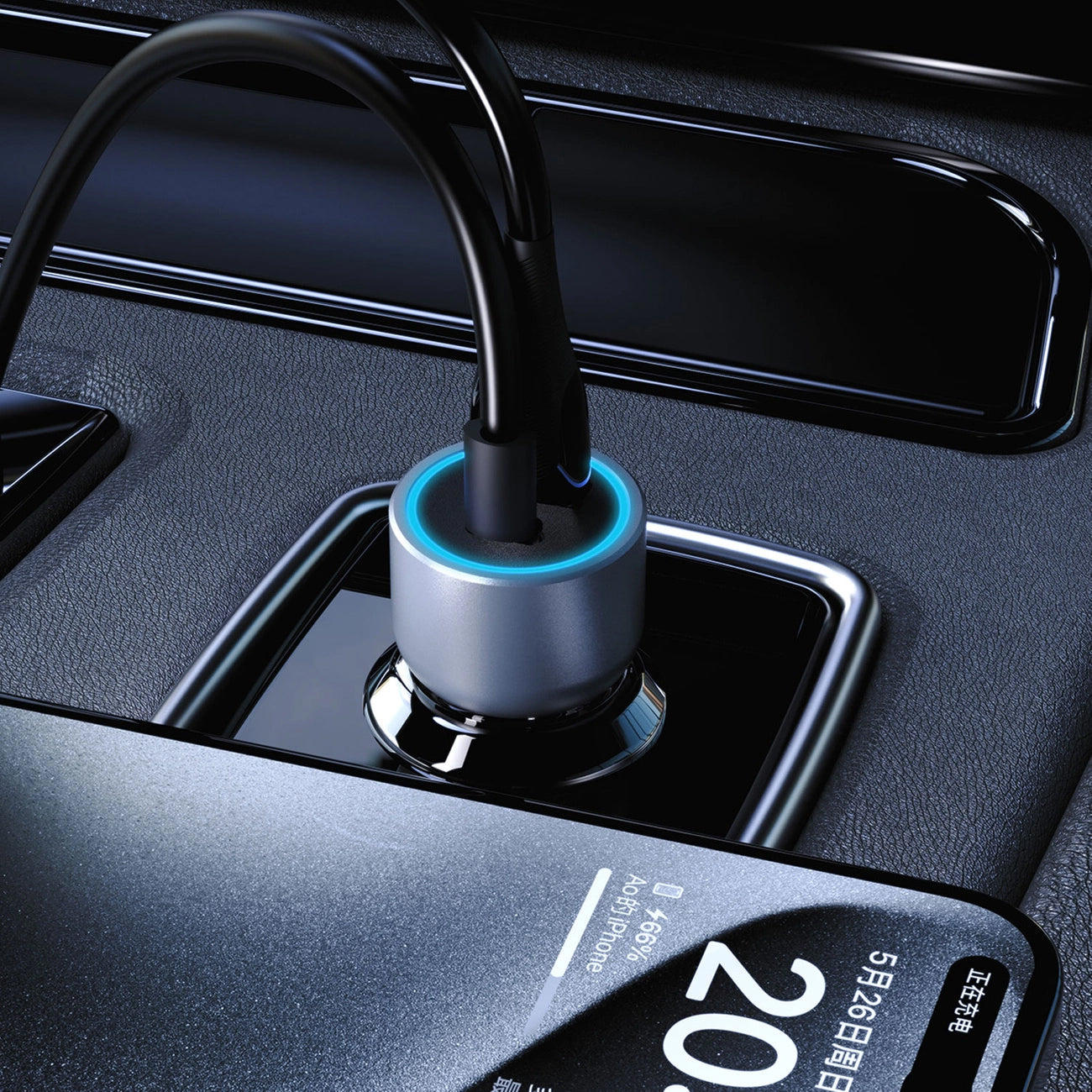 Car Charger Dudao R4T, 30W, 3A, 1 x USB-A - 1 x USB-C, Grey 