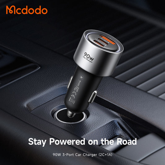 McDodo CC-3110 Gana Car Charger, 90W, 3A, 1 x USB-A - 2 x USB-C, Black