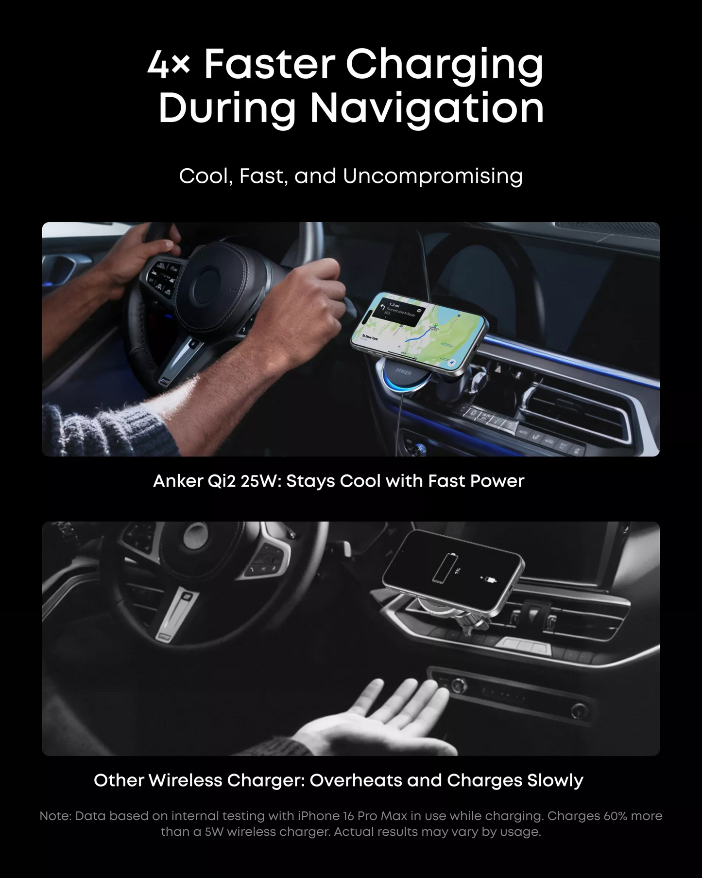 Anker Prime MagGo AirCool Wireless Car Charger, 25W, Black B2933H11