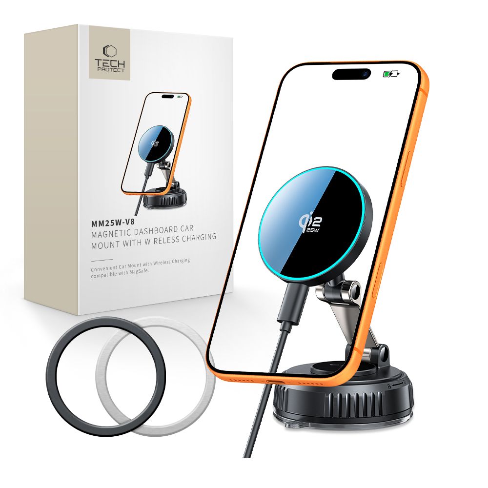 Tech-Protect MM25W-V8 Wireless Car Charger, 25W, Black