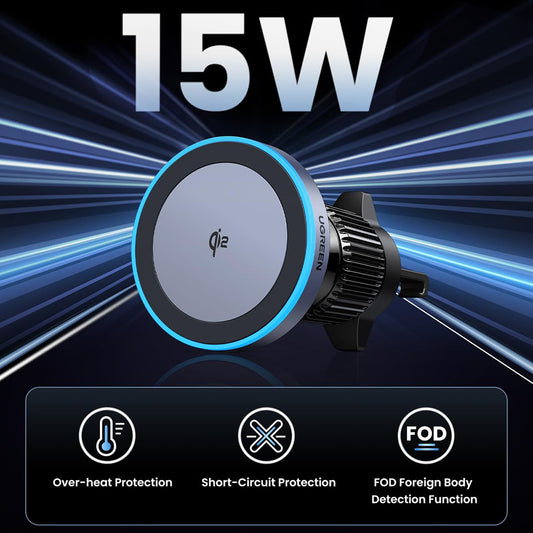 UGREEN W708 Wireless Car Charger, 15W, 1.67A, Black