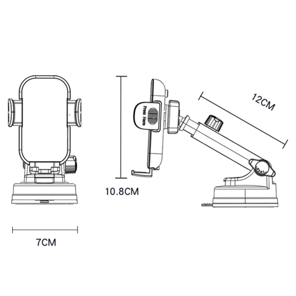 Yesido C197 Wireless Car Charger, 15W, 1.67A, Black