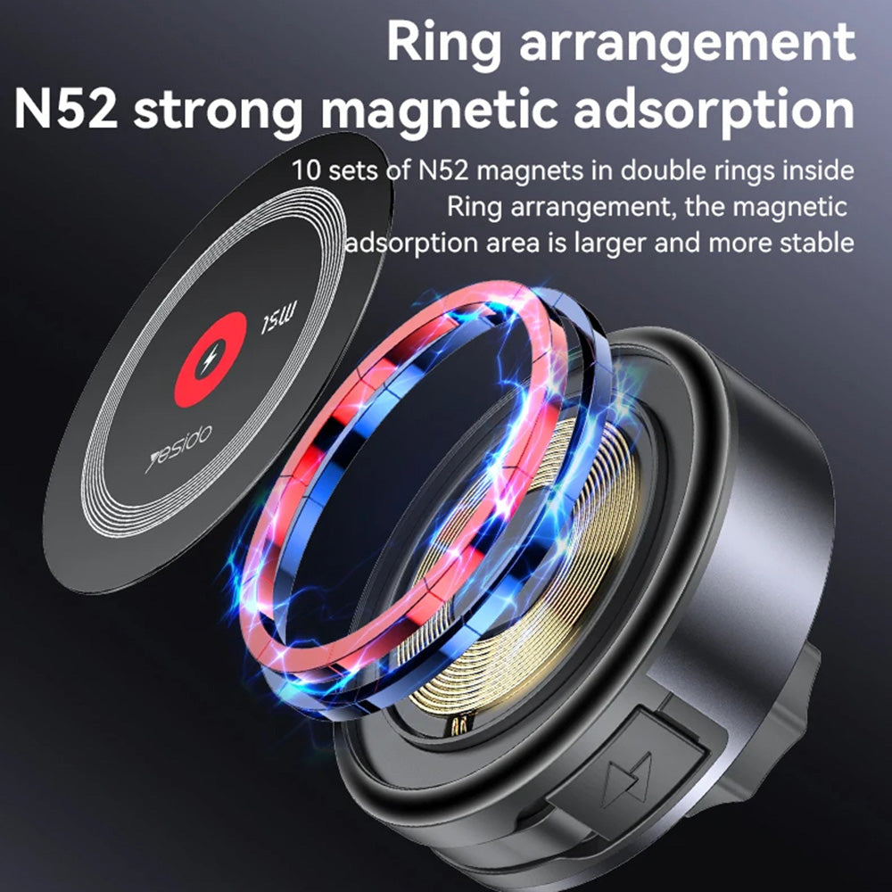 Yesido C314 Wireless Car Charger, 15W, 1.67A, Black