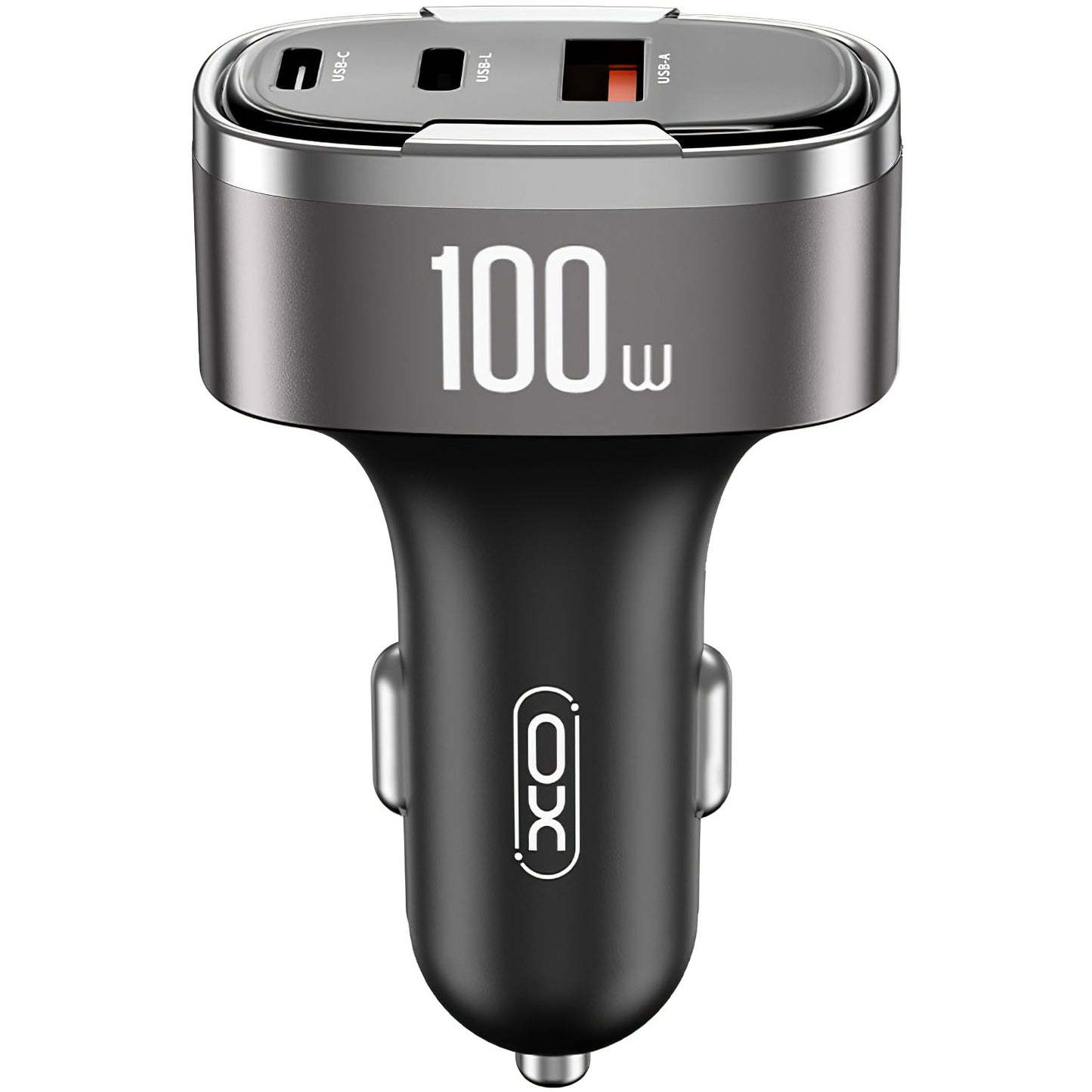 XO Design CC61 Car Charger, 100W, 3A, 1 x Lightning - 1 x USB-A - 1 x USB-C, Gray