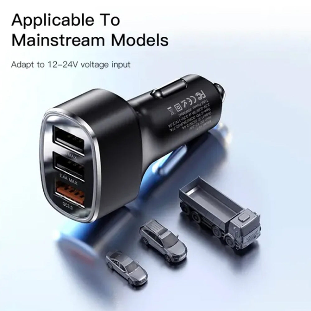 Yesido Y46 Car Charger, 42W, 3A, 3 x USB-A, Black
