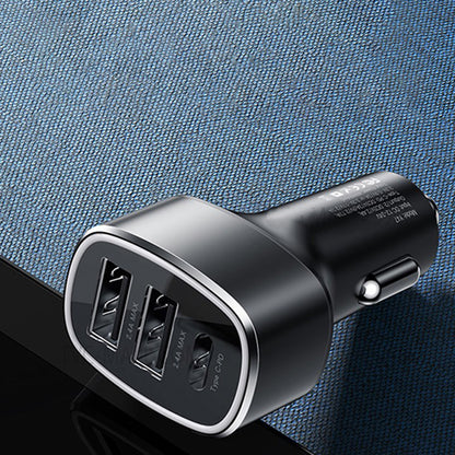 Yesido Y47 Car Charger, 49W, 3A, 2 x USB-A - 1 x USB-C, Black