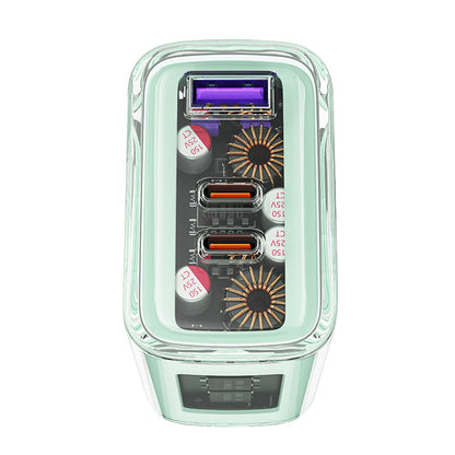 Acefast A45 Exploration Network Charger, 65W, 3.25A, 1 x USB-A - 2 x USB-C, Green