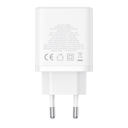 Baseus Cube Network Charger, 30W, 3A, 2 x USB-A - 1 x USB-C, White P10111402213-00