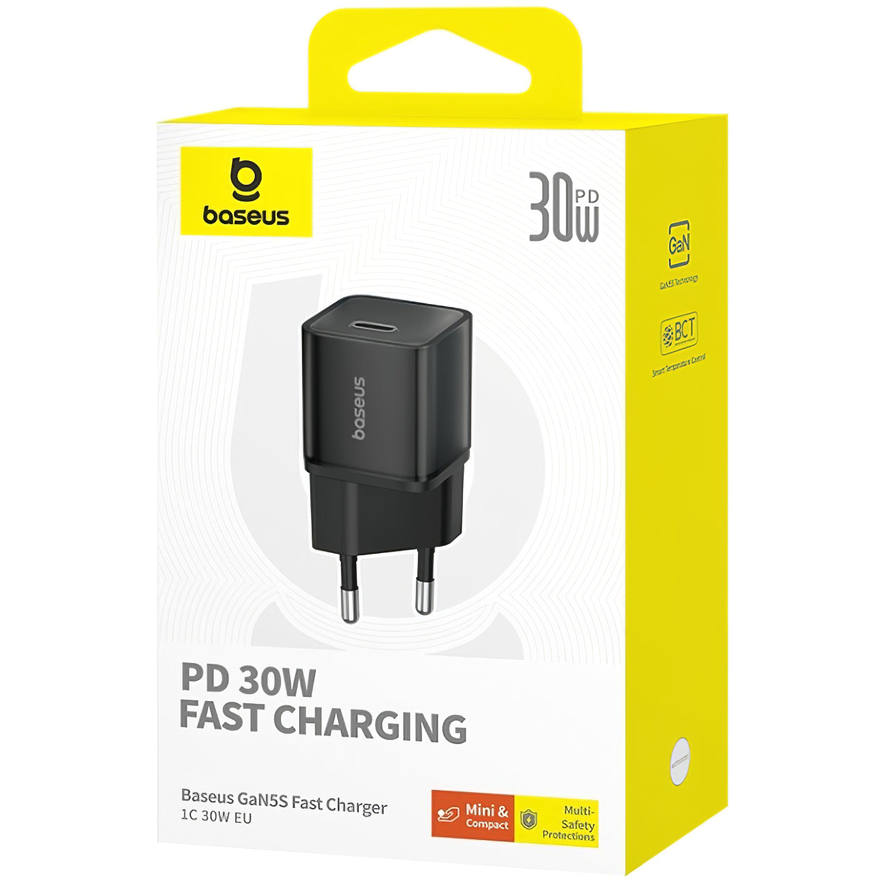 Network Charger Baseus GaN5S, 30W, 3A, 1 x USB-C, Black P10162504113-00 