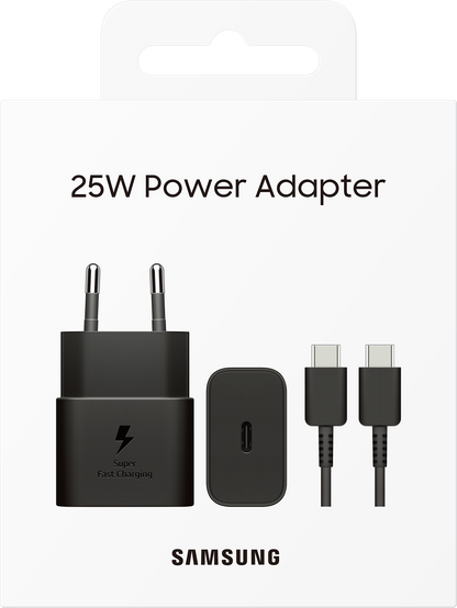 Samsung USB-C Cable Network Charger Samsung, 25W, 3A, 1 x USB-C, Black EP-T2510XBEGEU 