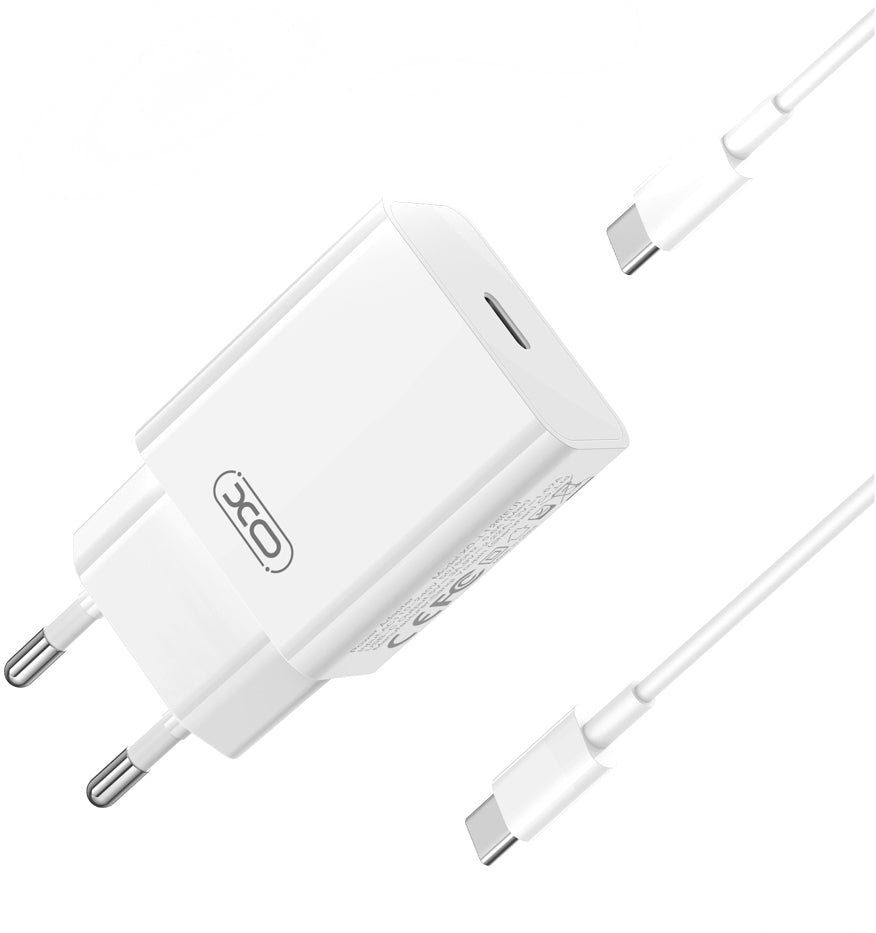 Network Charger with USB-C Cable XO Design L126, 20W, 3A, 1 x USB-C, White